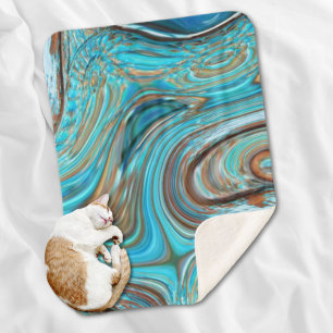 Couverture Sherpa ferme bleu turquoise Tourbillons turquoise à grain