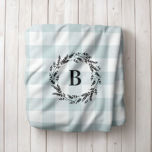 Couverture Sherpa Ferme bleue du monogramme   de guirlande de