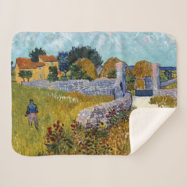 Couverture Sherpa Ferme en Provence (1888) par Vincent Van Gogh (Devant (Horizontal))