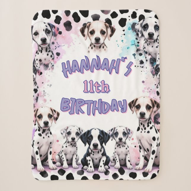 Couverture Sherpa Fête d'anniversaire en aquarelle violette pour chi (Devant)