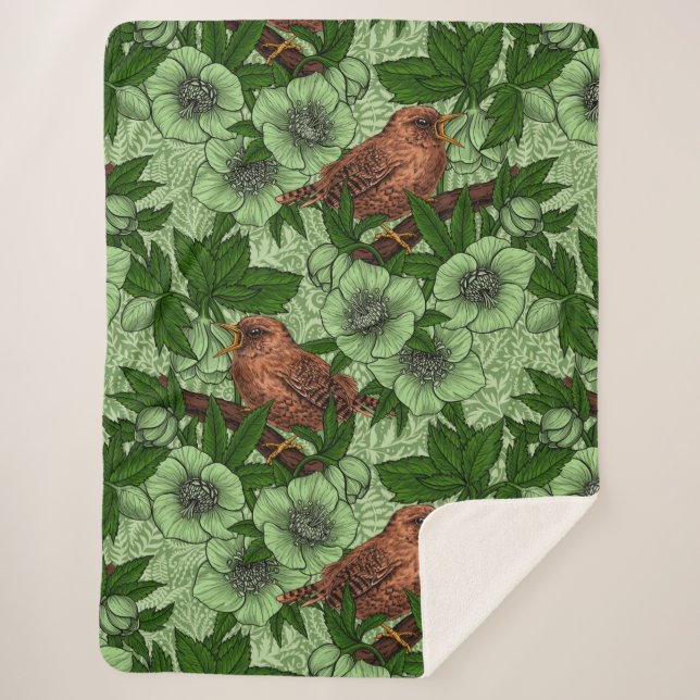 Couverture Sherpa Feu et hellebore, vert clair (Devant)