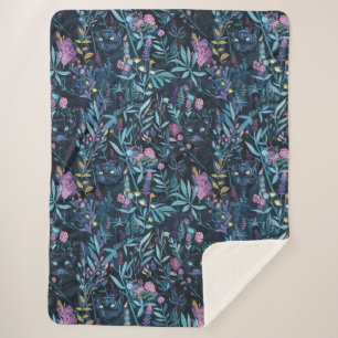Couverture Sherpa Feuillage de panthère noir