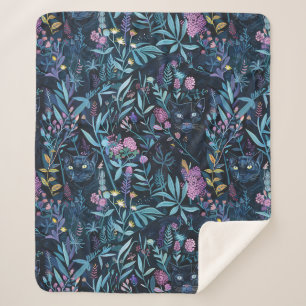 Couverture Sherpa Feuillage de panthère noir