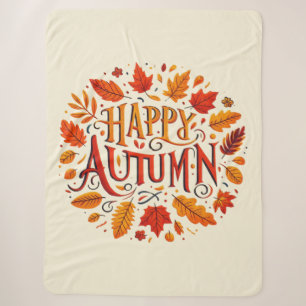 Couverture Sherpa feuille classique et automne heureux