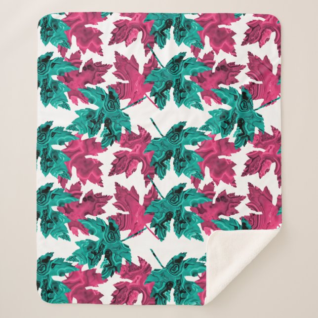 Couverture Sherpa Feuille d'Agate Cuisine Sherpa Turquoise/Rose (Devant)