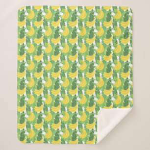 Couverture Sherpa Feuille de banane et motif de fruit