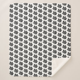 Couverture Sherpa Feuille de châtaignier noir et blanc
