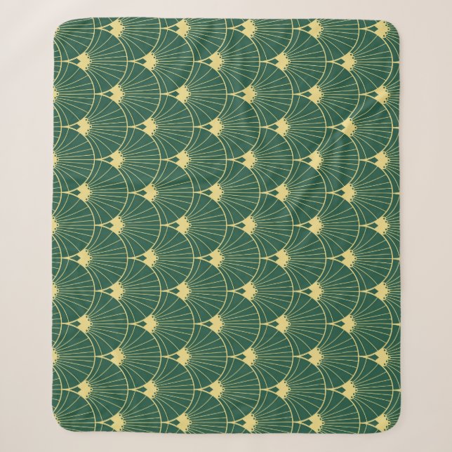 Couverture Sherpa Feuille de palme : motif art déco. (Devant)