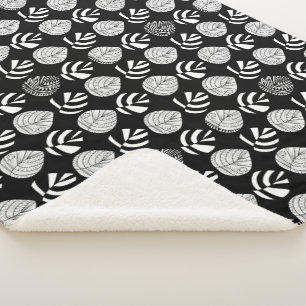Couverture Sherpa Feuille de poisson en transition Blanc noir