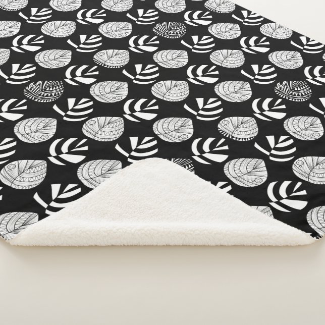 Couverture Sherpa Feuille de poisson en transition Blanc noir (3/4)
