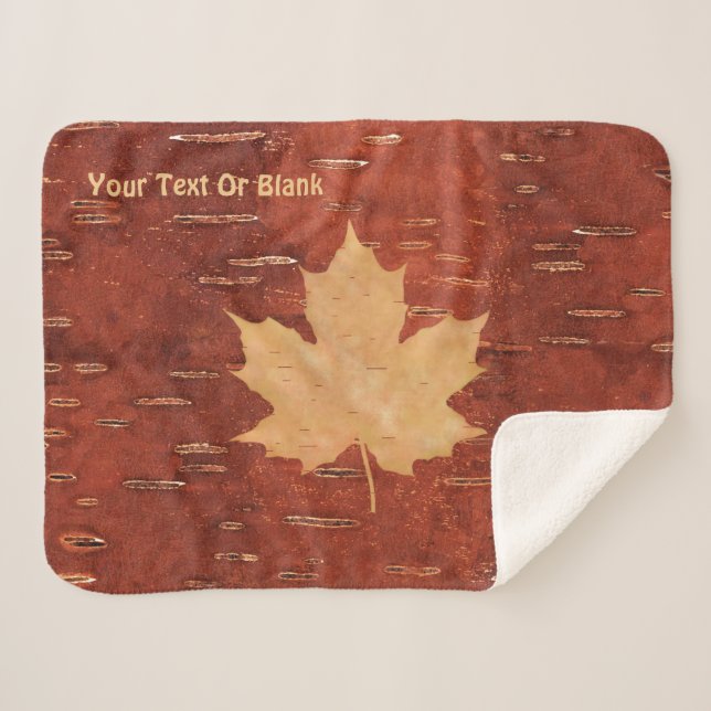 Couverture Sherpa Feuille d'érable sur écorce de bouleau intérieur (Devant (Horizontal))