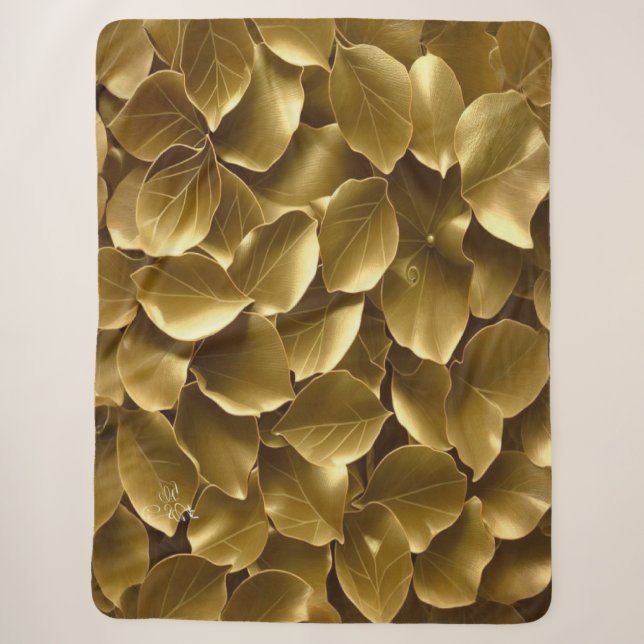 Couverture Sherpa Feuille d'or (Devant)