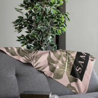 Feuille Tropical Pink & Gold Palm Motif et nom