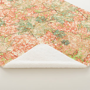 Couverture Sherpa feuilles Abstraits sur le terrain de corail rayé