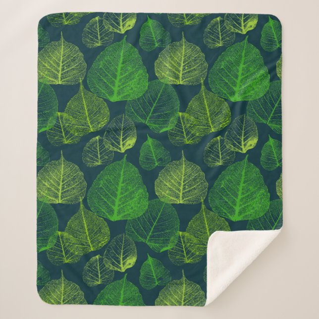 Couverture Sherpa Feuilles biophiles esthétiques de squelette (Devant)