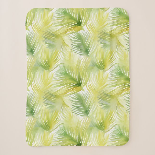 Couverture Sherpa Feuilles d'aquarelle tropicale (Devant)