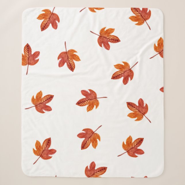 Couverture Sherpa Feuilles d'automne aquarelle main tirée (Devant)