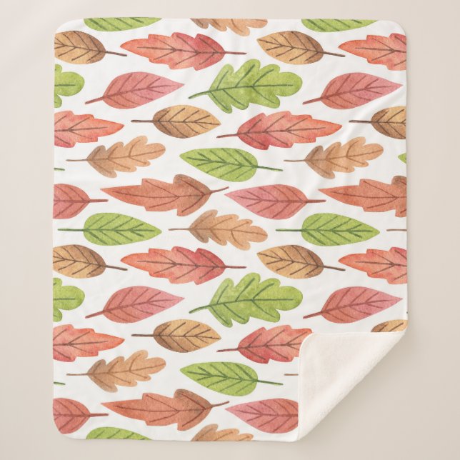 Couverture Sherpa Feuilles d'automne Aquarelle : Motif de la nature. (Devant)