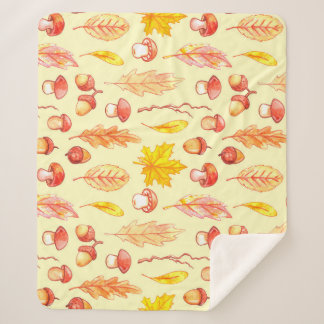 Couverture Sherpa Feuilles d'automne : aquarelle papier peint rétro