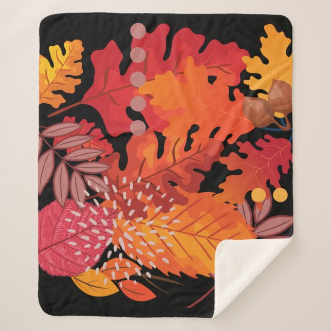 Couverture Sherpa Feuilles d'automne audacieuses Medley Sherpa Blank (Devant)