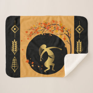 Couverture Sherpa Feuilles d'automne de l'arbre de danse Kokopelli