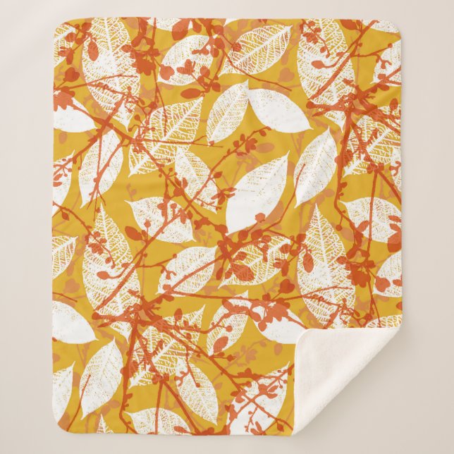 Couverture Sherpa Feuilles d'automne : Golden Vintage Repeat (Devant)