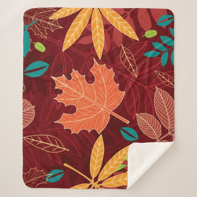 Couverture Sherpa Feuilles d'automne : Motif de la nature sans trans (Devant)