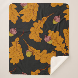 Couverture Sherpa Feuilles de chêne sec et glands. Pat sans soudure
