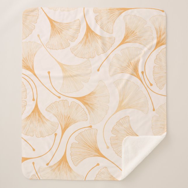 Couverture Sherpa Feuilles de Ginkgo : Motif Floral sans joint. (Devant)