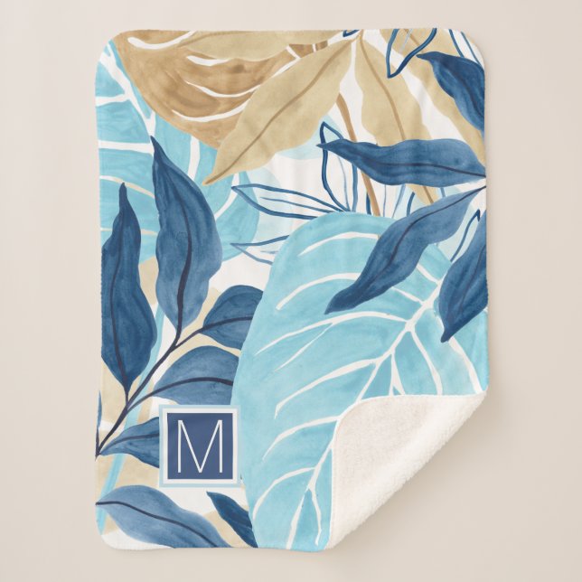 Couverture Sherpa Feuilles de la jungle bleue (Devant)