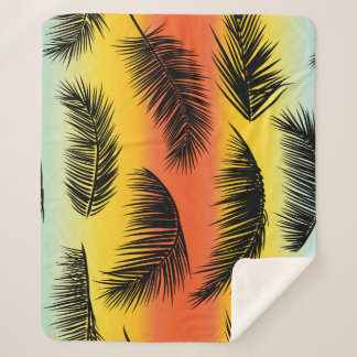 Couverture Sherpa Feuilles de palmiers : motif sans soudure.