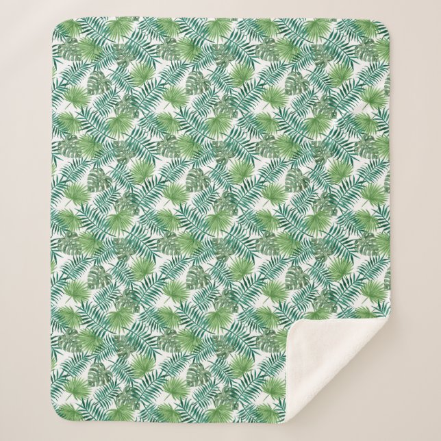 Couverture Sherpa Feuilles de palmiers tropicaux modernes (Devant)