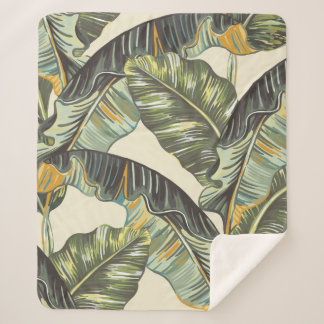 Couverture Sherpa Feuilles de palmiers tropicaux, vintag sans soudur
