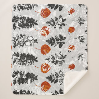 Couverture Sherpa Feuilles d'empreinte : motif symétrique sans coutu