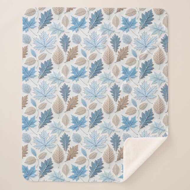 Couverture Sherpa feuilles d'hiver enrobés de givre délicat (Devant)