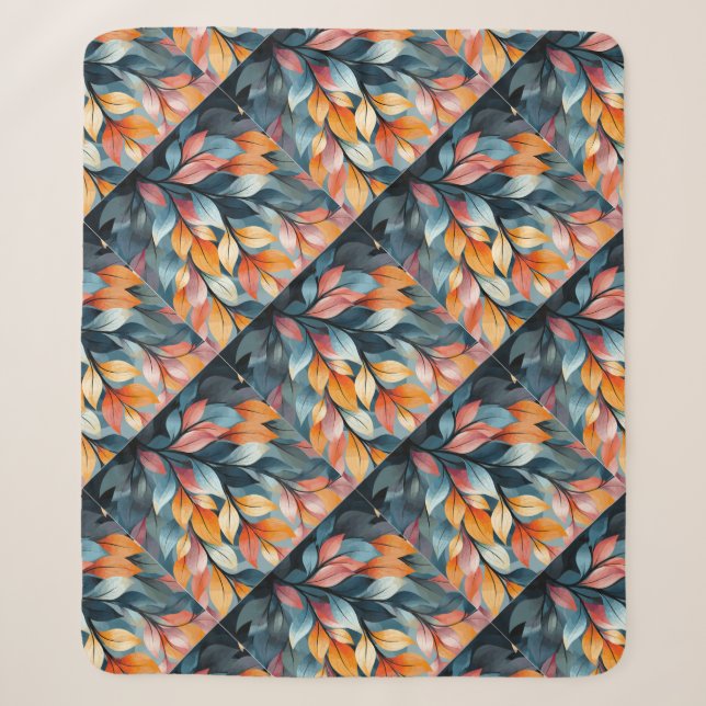 Couverture Sherpa Feuilles multicolores Thunder_Cove (Devant)