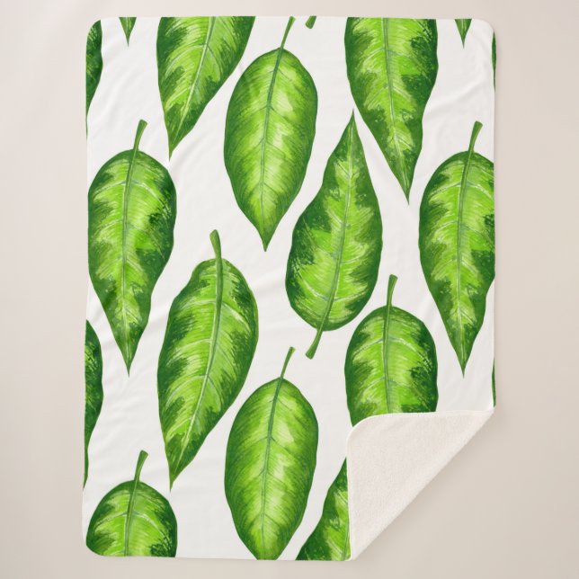Couverture Sherpa Feuilles tropicaux (Devant)