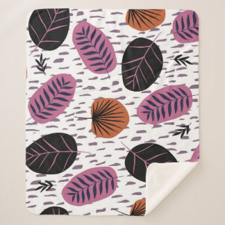 Couverture Sherpa Feuilles tropicaux, motif sans couture branché.