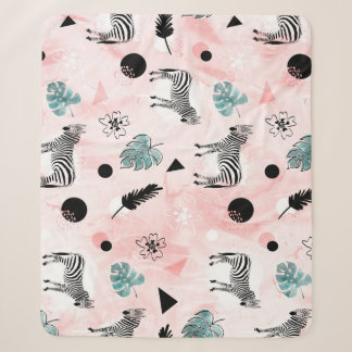 Couverture Sherpa Feuilles tropicaux Zebras Cravate-Dye Motif