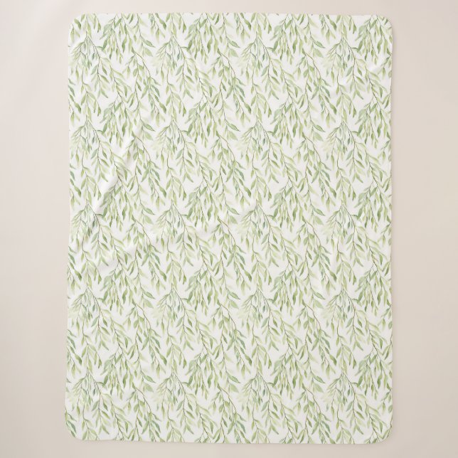 Couverture Sherpa Feuilles Vertes (Devant)