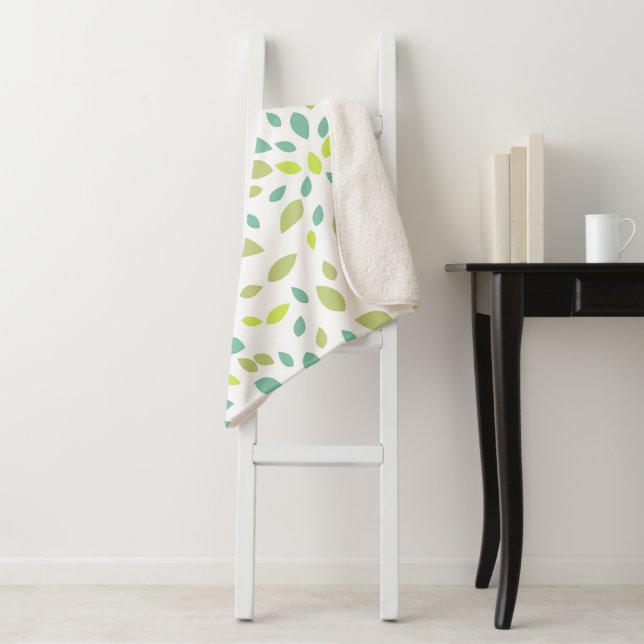 Couverture Sherpa Feuilles (Vertes) (En situation)
