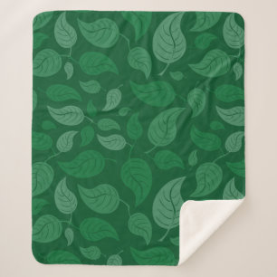 Couverture Sherpa Feuilles verts