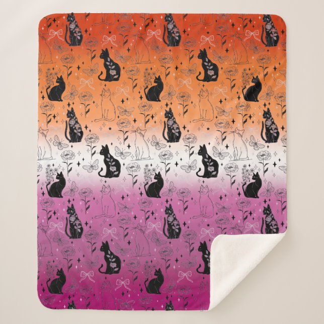 Couverture Sherpa Fierté lesbienne Chat Noir - Mystique Sorcière (Devant)