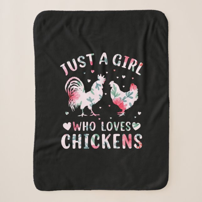 Couverture Sherpa Fille d'art de poulet qui aime les poulets (Devant)