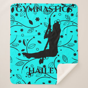 COUVERTURE SHERPA FILLE DE GYMNASTICS SUR DES CORDES TURQUOISE DE BL
