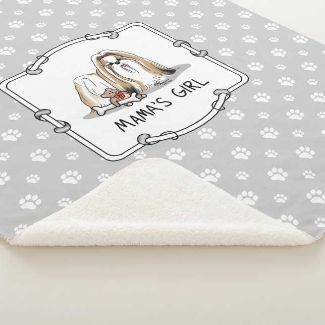 Couverture Sherpa Fille de maman Chih Tzu (blanc tan) Chien Maman mi (3/4)