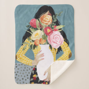 Couverture Sherpa Fille de vase à fleur