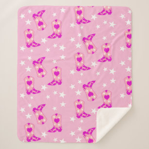 Couverture Sherpa Fille moderne fille rose fille Bottes occidentales