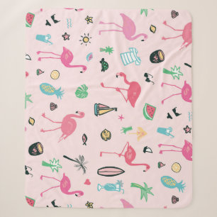 Couverture Sherpa Flamant rose été : Vibrant Motif d'oiseaux