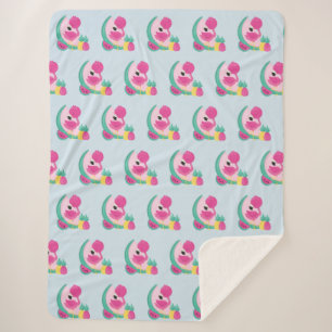 Couverture Sherpa Flamant rose rose avec pastèque et ananas